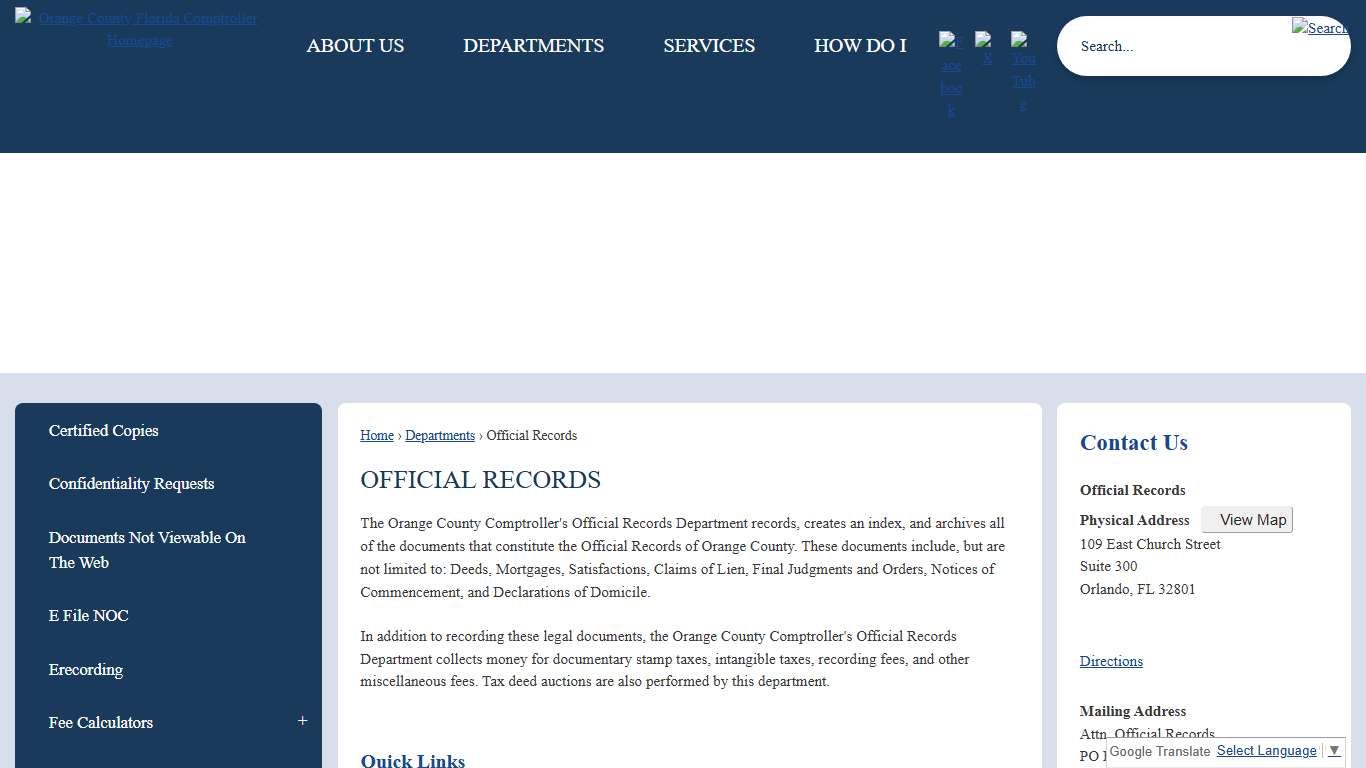 Official Records Orange County Comptroller, FL