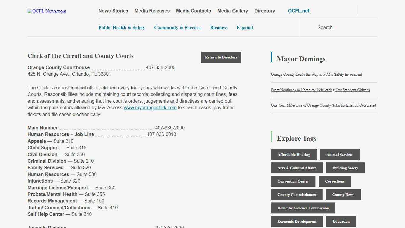 Clerk of The Circuit and County Courts OCFL Newsroom